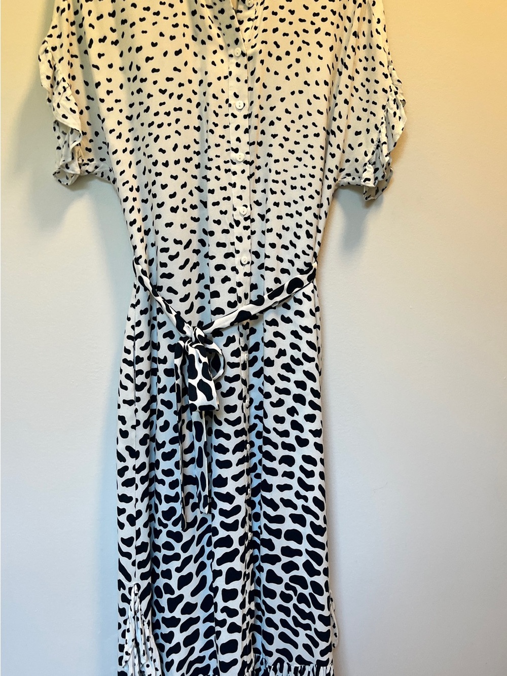 Corey Lynn Calter Black and White Printed Button-Front Midi Dress
